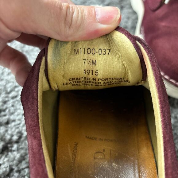 Samuel Hubbard Derby Mens 7.5 Red Suede Vibram Oxford Shoes Made in Portugal - Picture 10 of 11